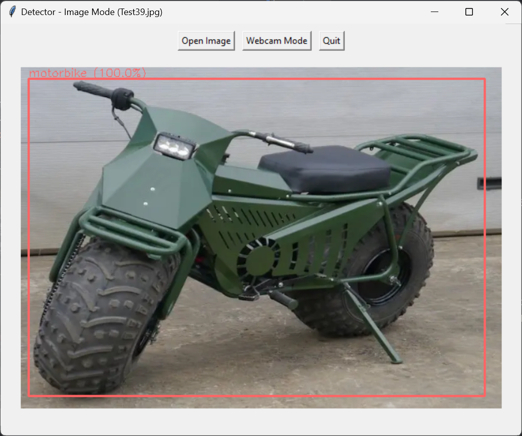 A motorbike detected at full confidence