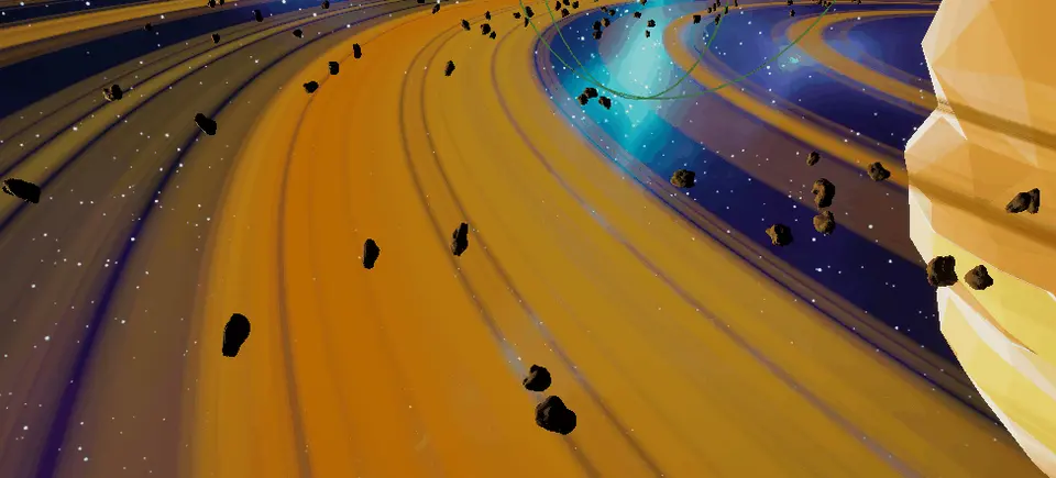 The first iteration of the asteroid field where the asteroids would jiggle.
